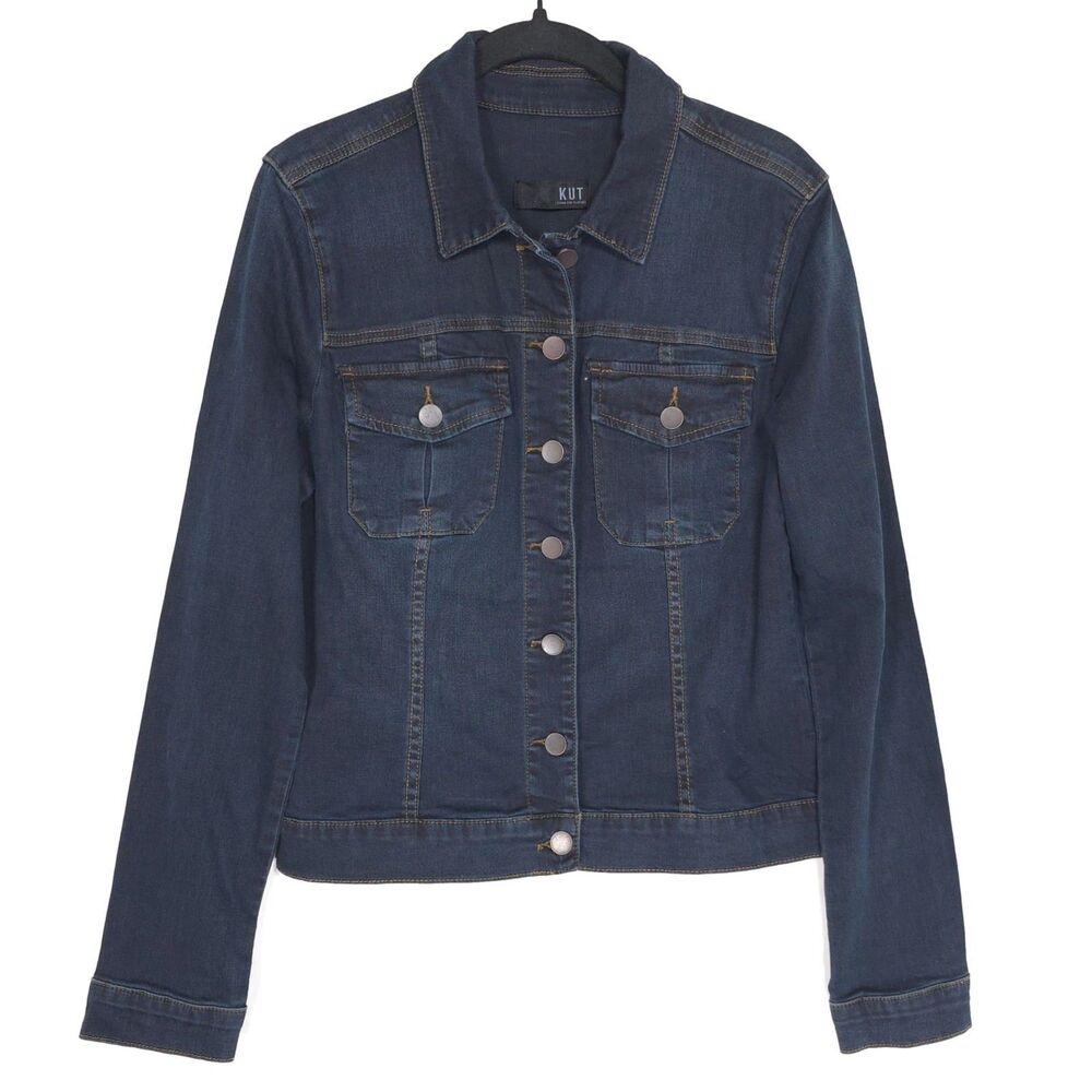 KUT FROM THE KLOTH New Women's Amelia Denim Jacket LARGE Button Front KJ618MF1